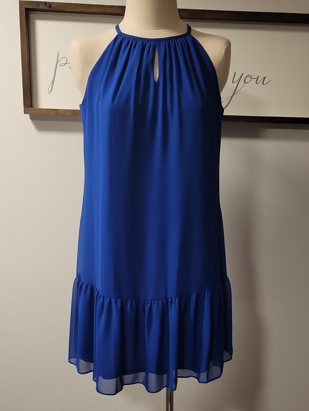 Roz & Ali Sleeveless Royal Blue Halter Neck Dress